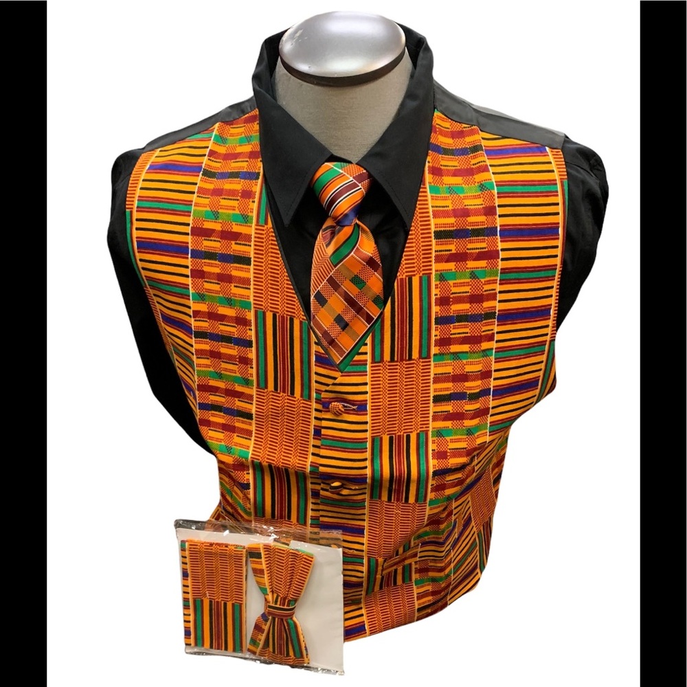 Kente African Heritage kinte Vest set regular and Big and tall.